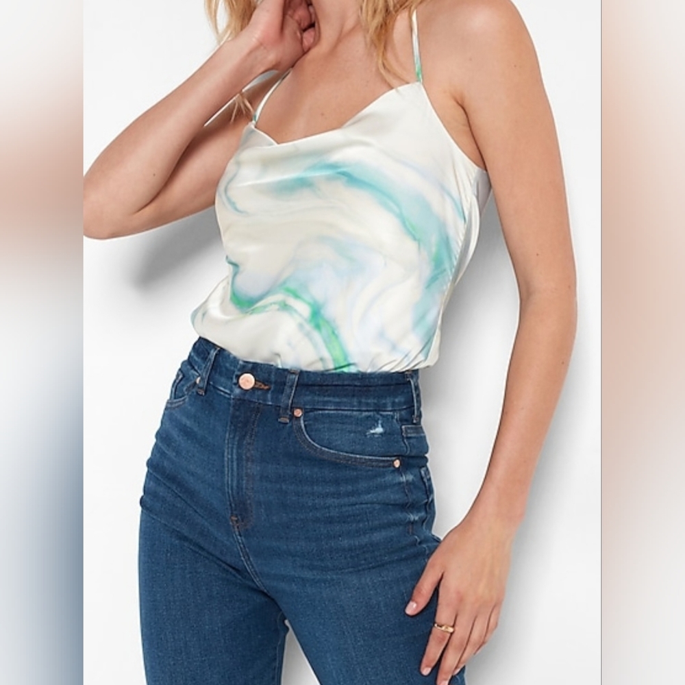 NWT Marble print satin cowl neck cami